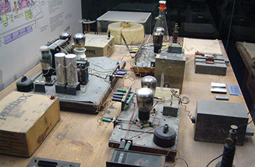 A photo of an early nuclear fission experimental setup.